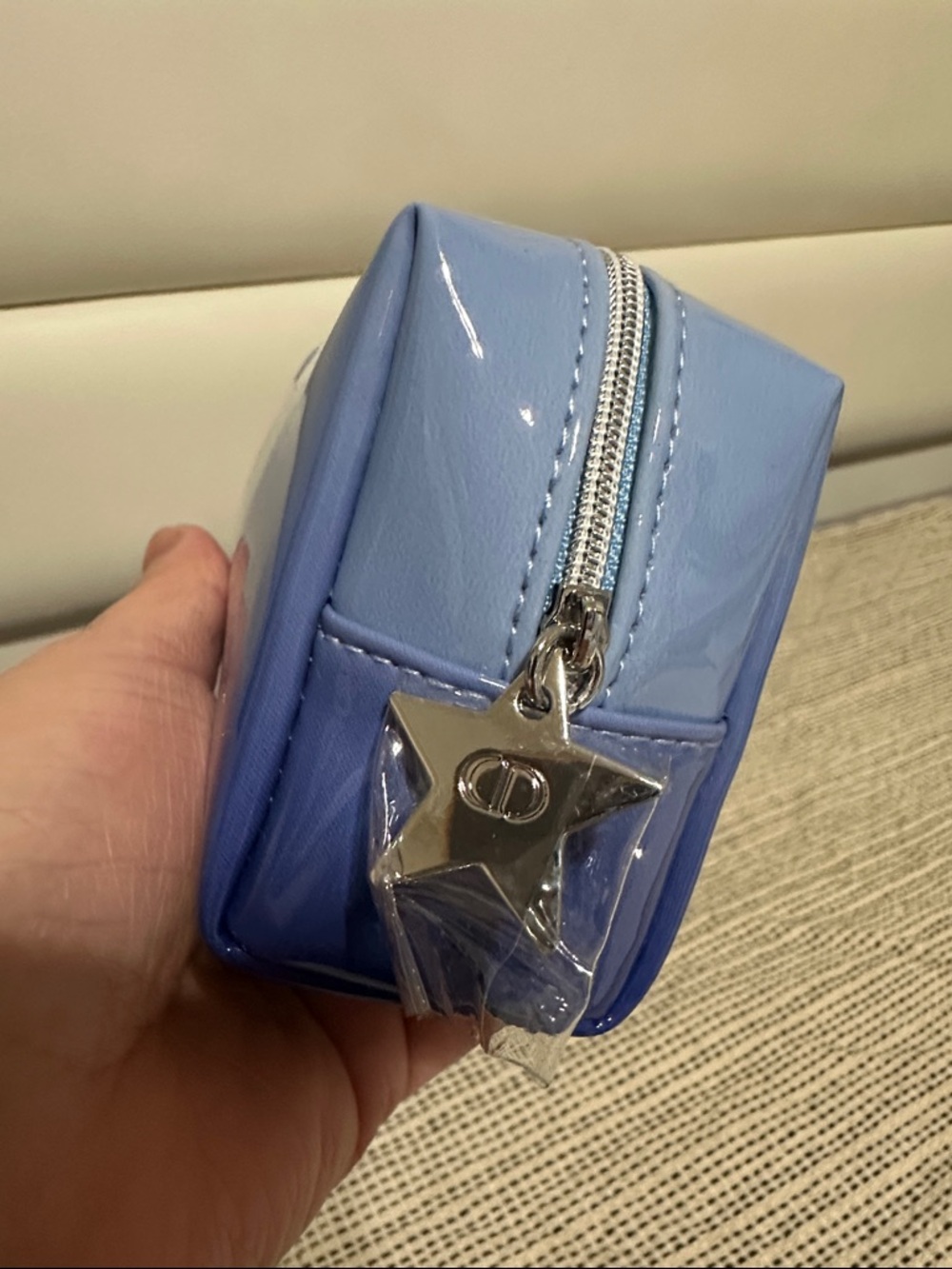 Dior Novelty Glossy Periwinkle Blue Cosmetic Pouch - Picture 3 of 7